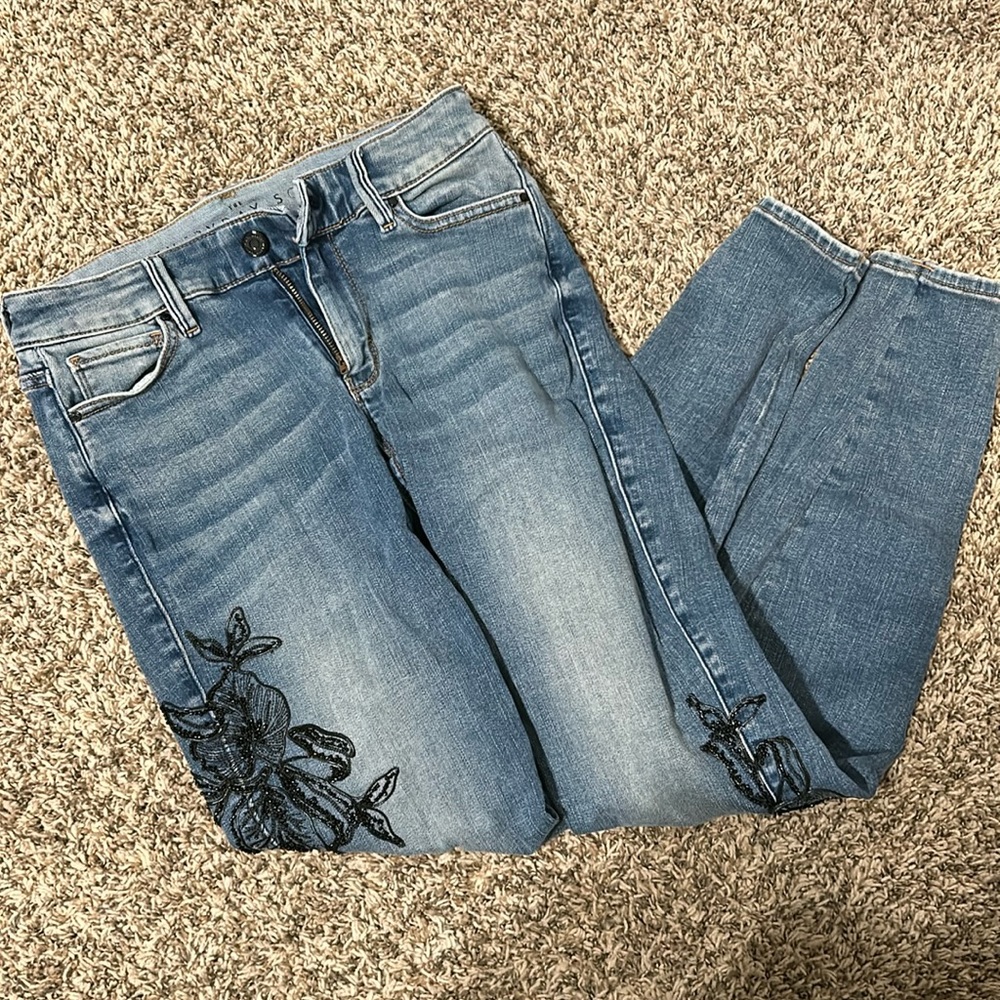 White House Black Market Beaded Skinny Ankle Jean